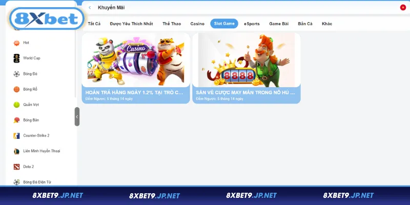 Các gói khuyến mãi Slot game 8XBET