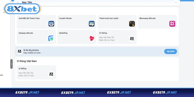 Điểm nổi bật của dịch vụ nạp tiền 8XBET