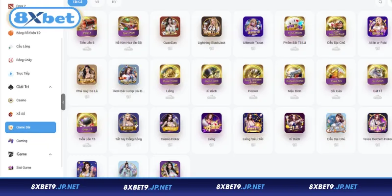 Những trò chơi nổi bật tại sảnh game bài nhà cái 8XBET