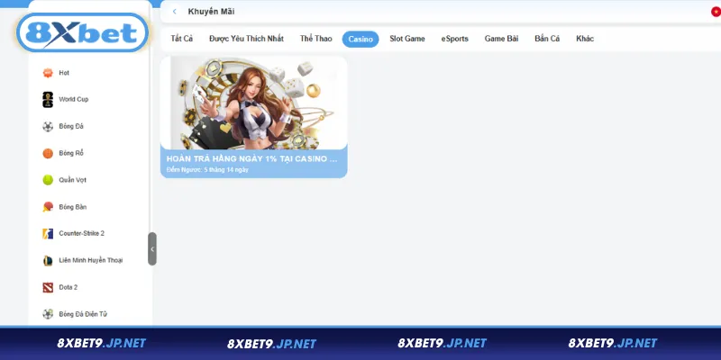 Sơ lược về khuyến mãi Casino 8XBET